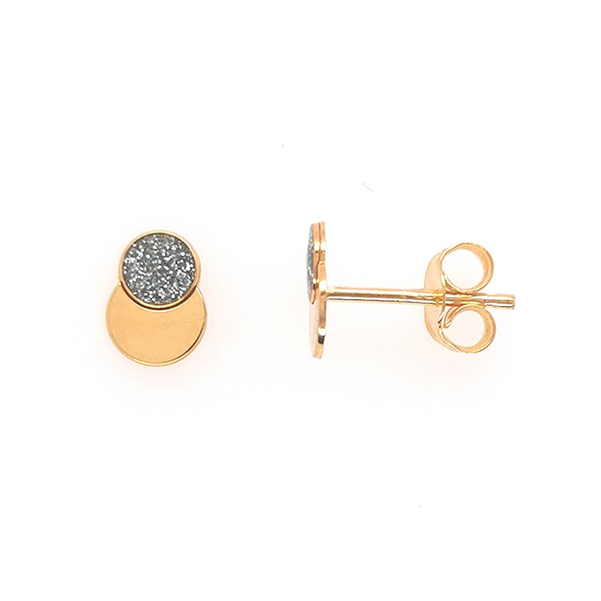 Boucles d'oreilles Brillaxis boutons ronds pailletés
