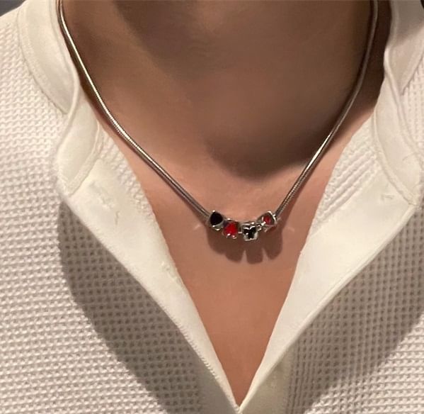 Lilafey - Kubus Hanger Choker van Roestvrij Staal