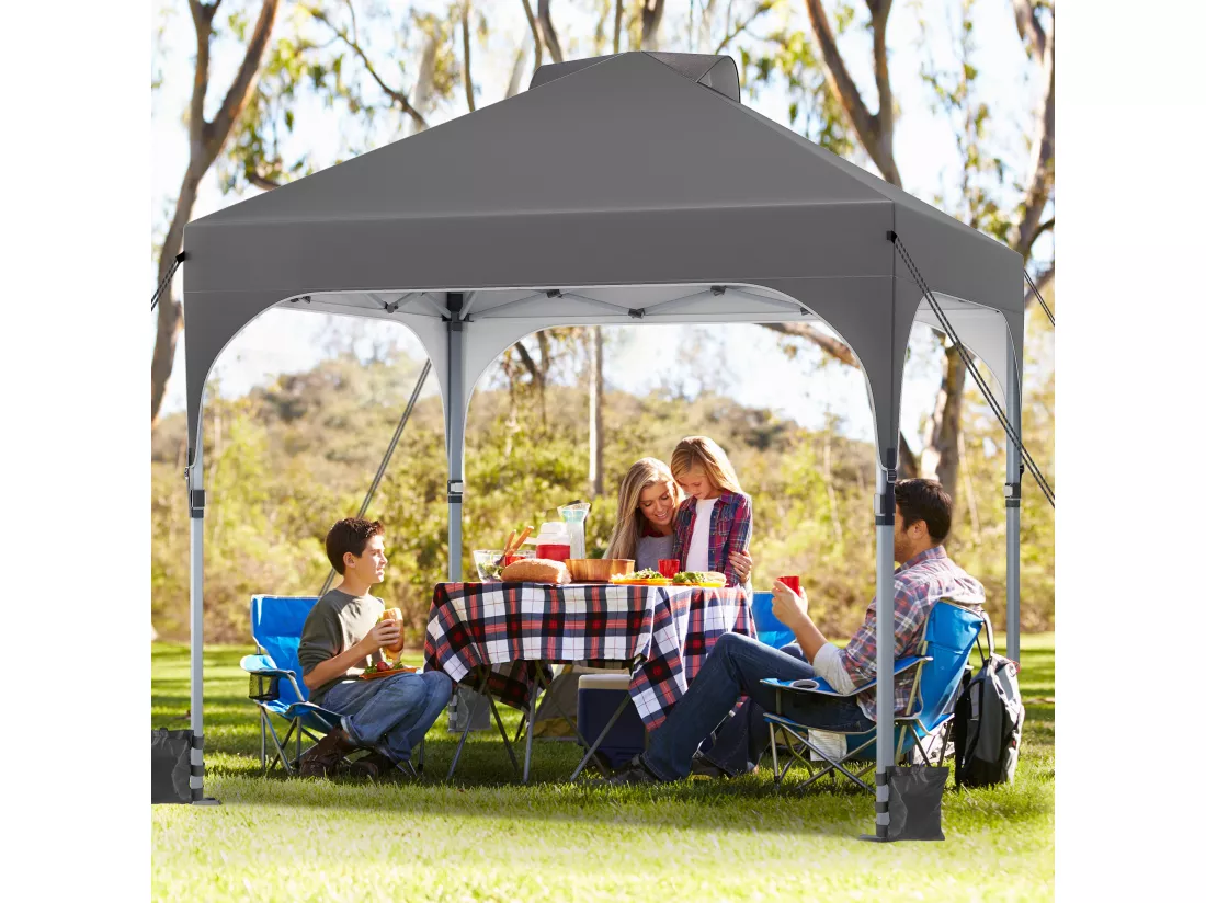 YITAHOME Tonnelle Pop-up Instantanée 3 x 3 m - Pliable - avec Sac à Roulettes - pour Terrasse - Marchés - Plage - Gris