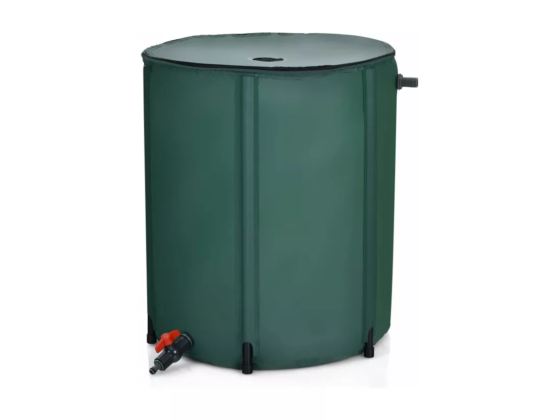 Récupérateur d’Eau de Pluie 225L -Pliable Réservoir à Eau Filtre Ø60 x 80 cm Vert