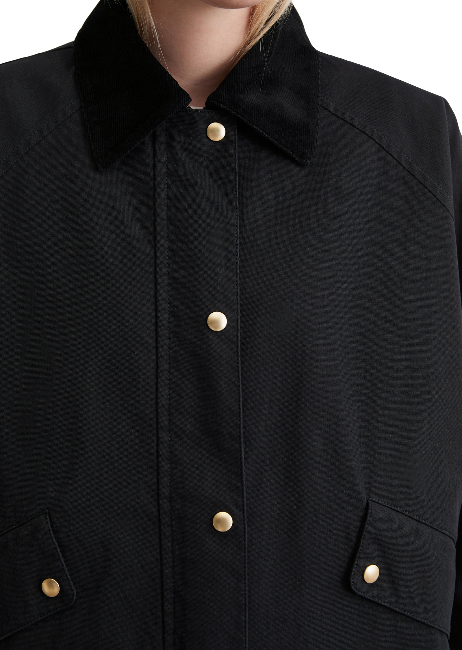 Marc O'Polo Langjacke im Cape-Stil, Kragen mit Cord, relaxed fit