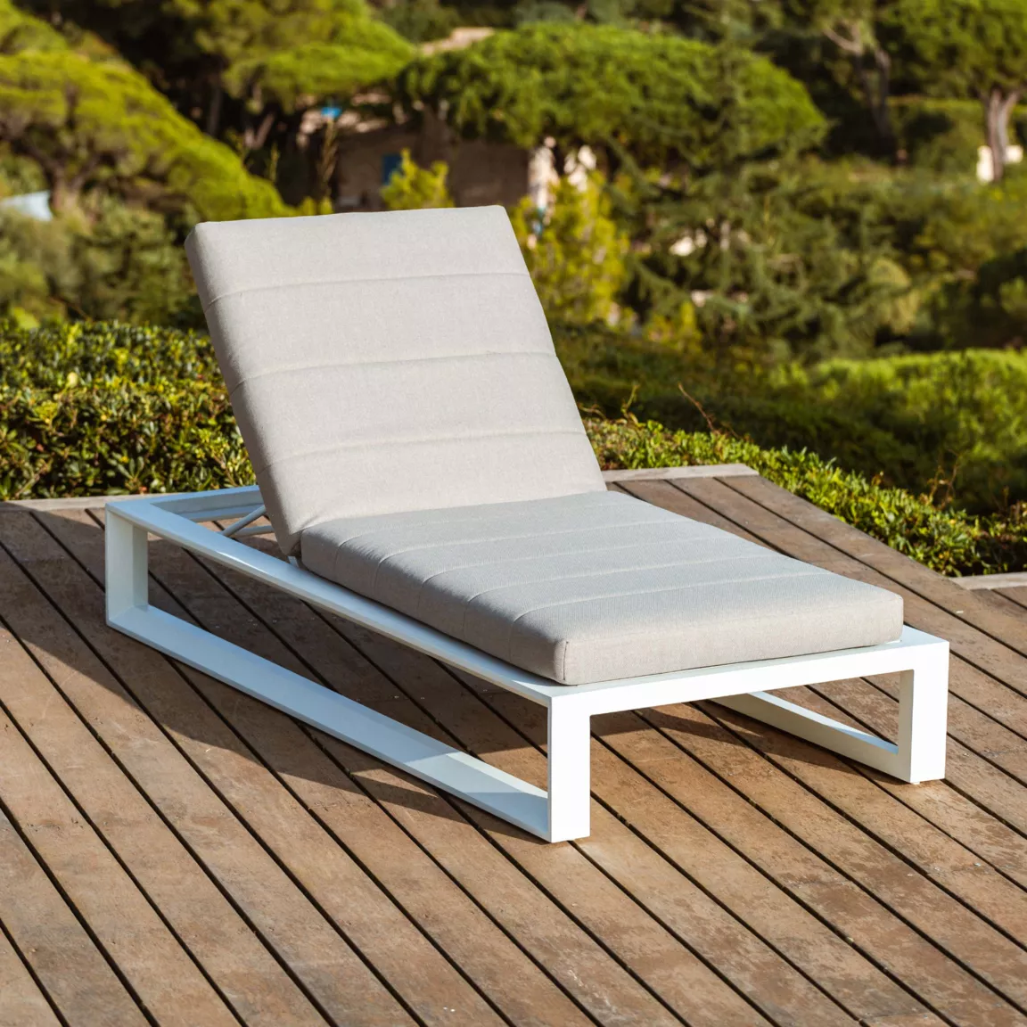 Transat en aluminium Elba Blanc et taupe