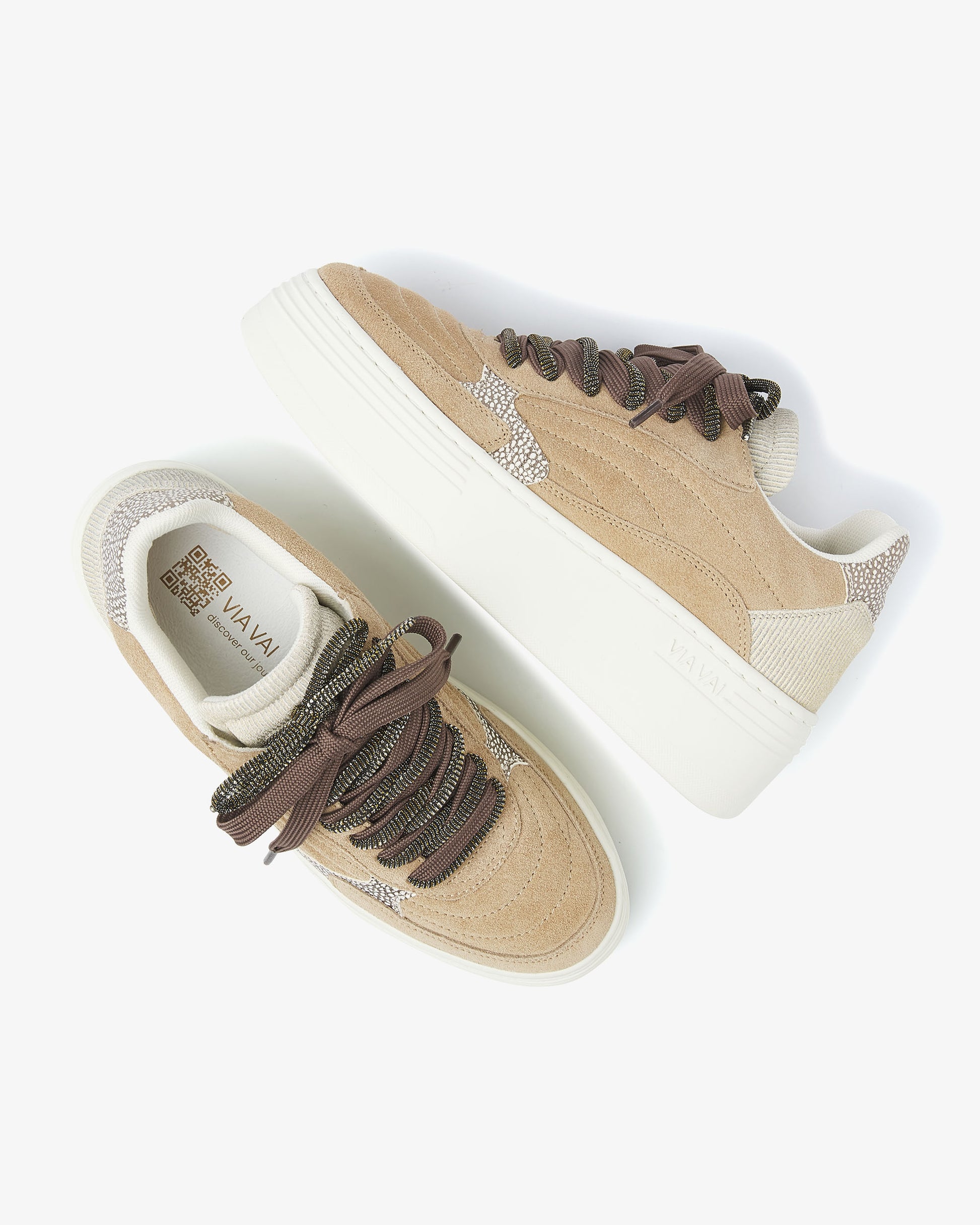VIA VAI bruine dames sneakers Isa Josie