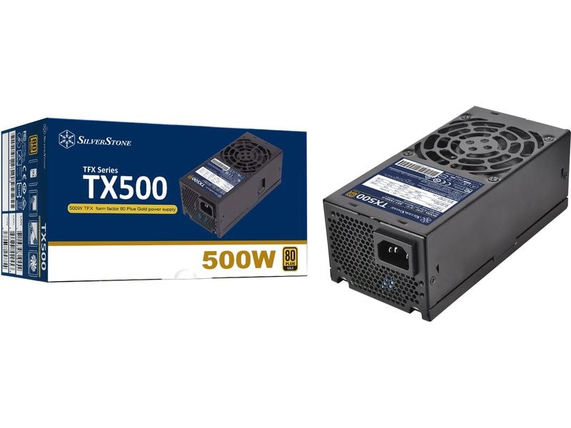 SilverStone Netzteil TX500 Gold 500 W TFX-Netzteil mit geräuscharmen 80-mm-HYB-Lüfter