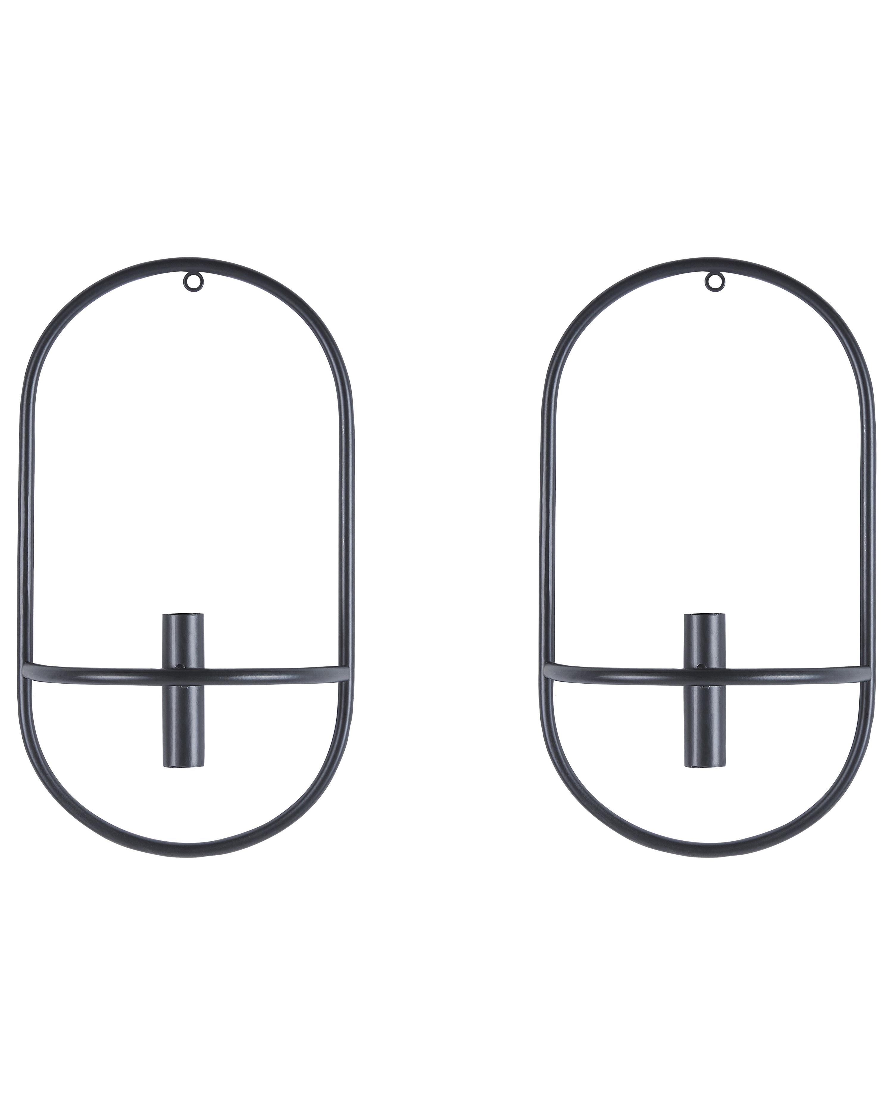 Set van 2 wandkandelaars CAVIANA Metaal 38 cm Zwart
