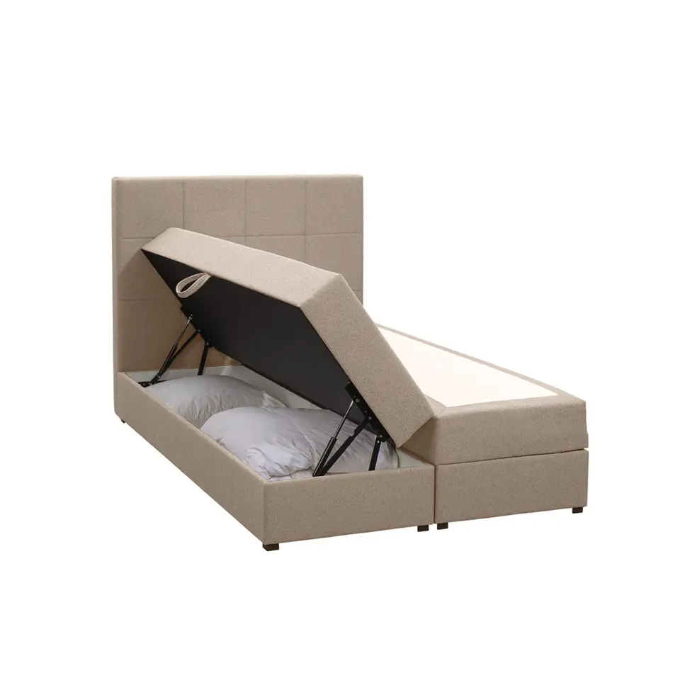 Boxspring met opbergruimte Liv geblokt - beige - 120x200 cm