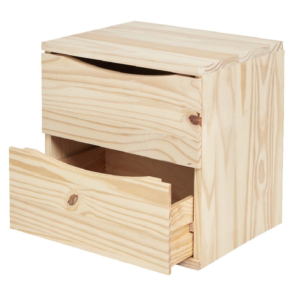 Cube de rangement 2 tiroirs pin naturel