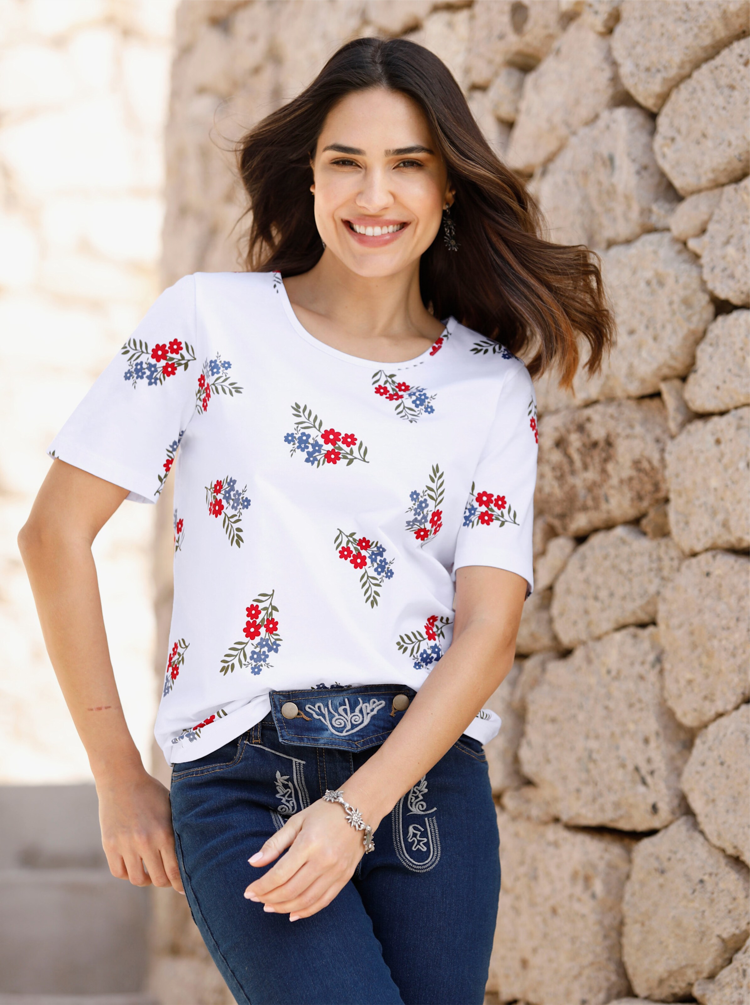Kurzarmshirt mit Blütendruck