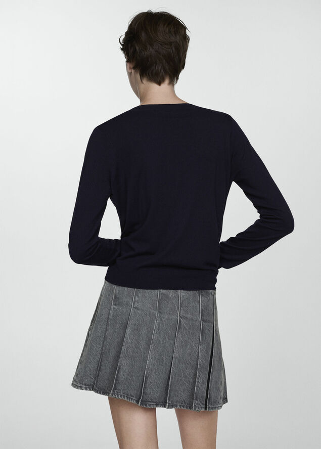 MANGO Fine-knit V-neck sweater Navy