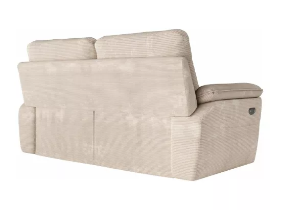 Canapé de relaxation électrique Ross 3 places en velours côtelé - Beige - L200 x P100 x H102cm - Loungitude