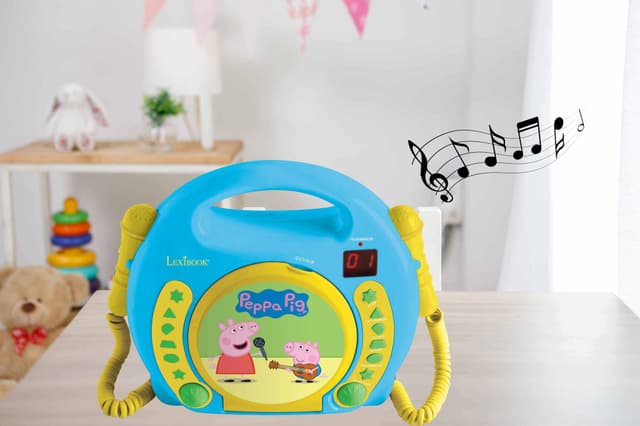 Peppa Pig Bærbar cd-afspiller med 2 syng med-mikrofoner
