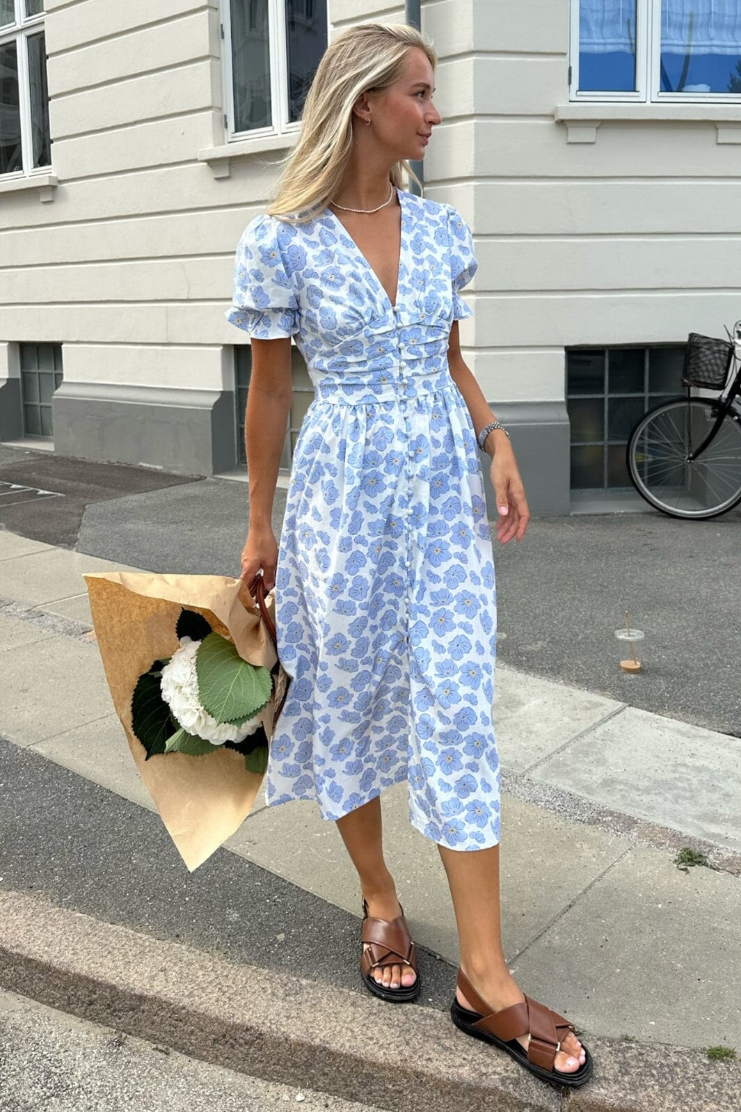 BYIC Adelic Long Ss Dress bdf blue dazzling flower
