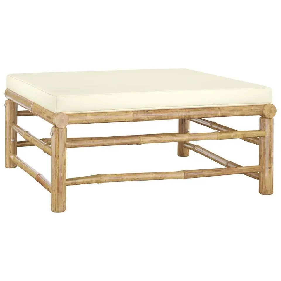 vidaXL - Loungeset - Wit - Bamboe - 5 stuks - Met kussens