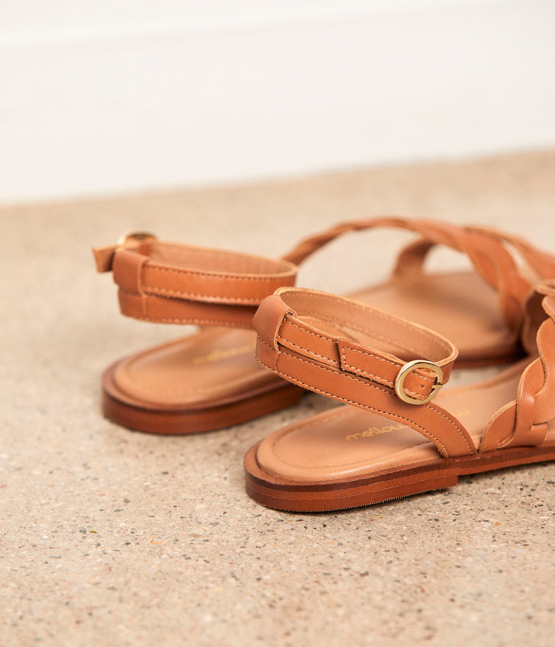 Sandales tressées cognac Selma