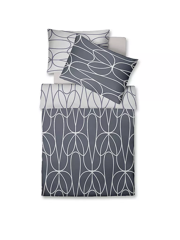 FLEURESSE Damast Bettwäsche RUBIN 70x90cm / 140x220cm Midnight grau