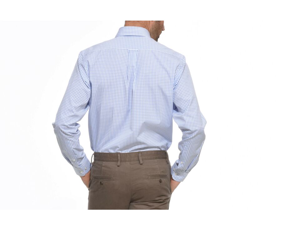 Chemise blanche carreaux bleus - Col américain - GRAYSON