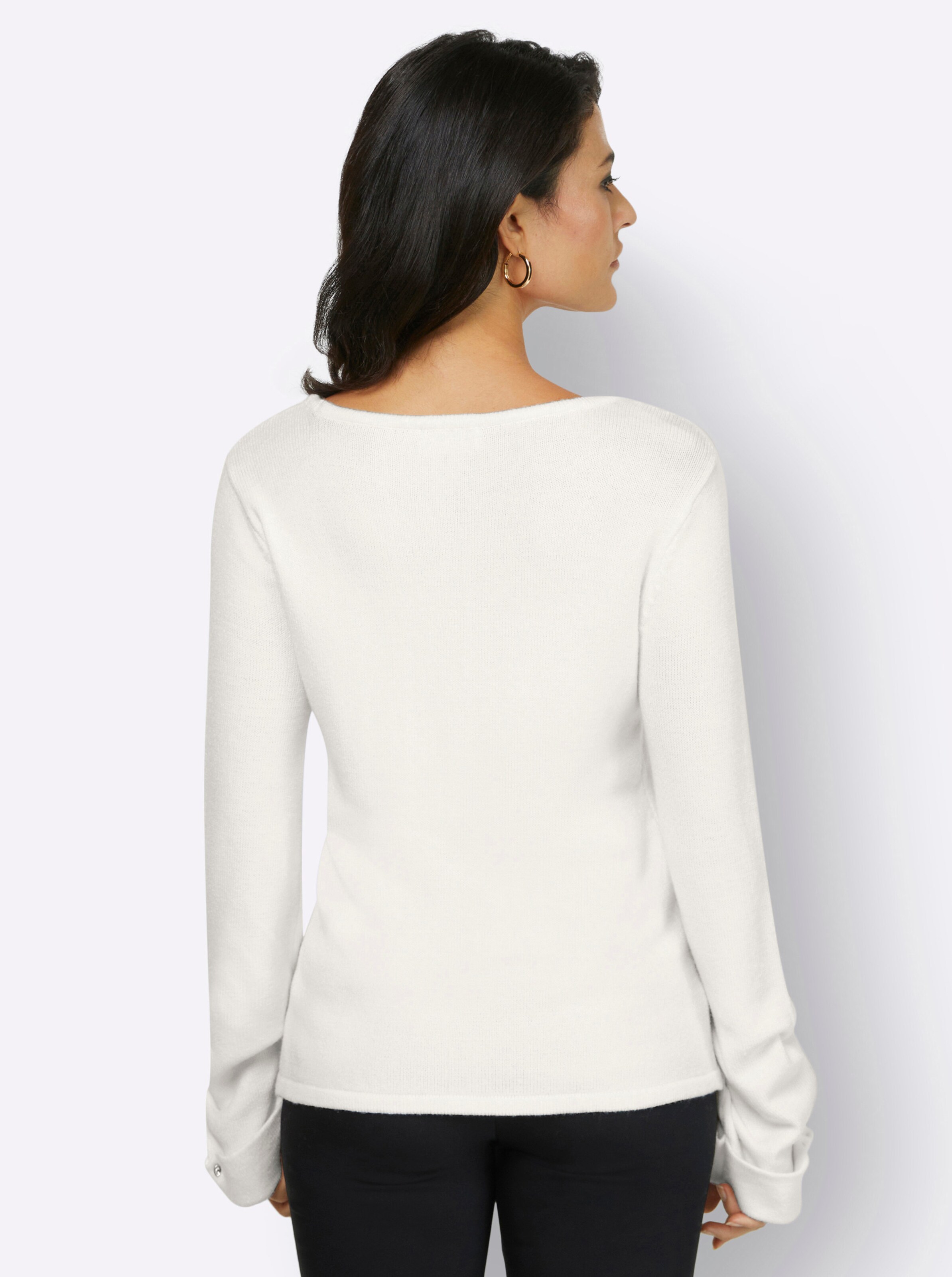 Langarm-Pullover in ecru