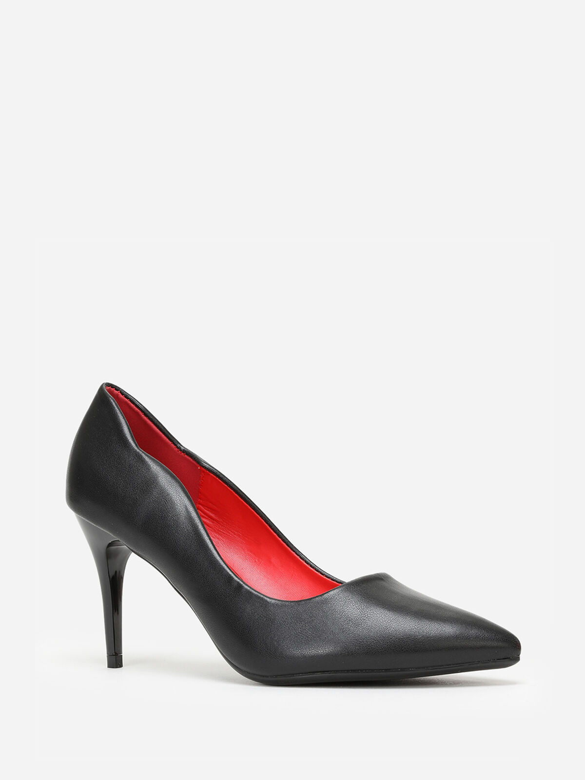 Escarpins asymétriques à talon verni- Noir