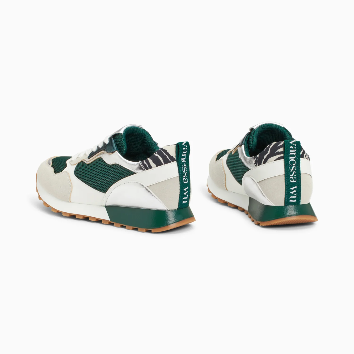 Sneakers-Baskets Bérénice vert et gris à semelle running