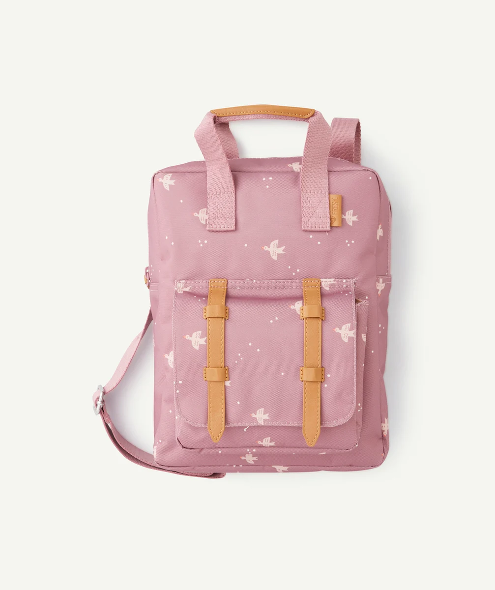 FRESKSAC À DOS ROSE IMPRIMÉ HIRONDELLES EN PLASTIQUE RECYCLÉ ENFANT