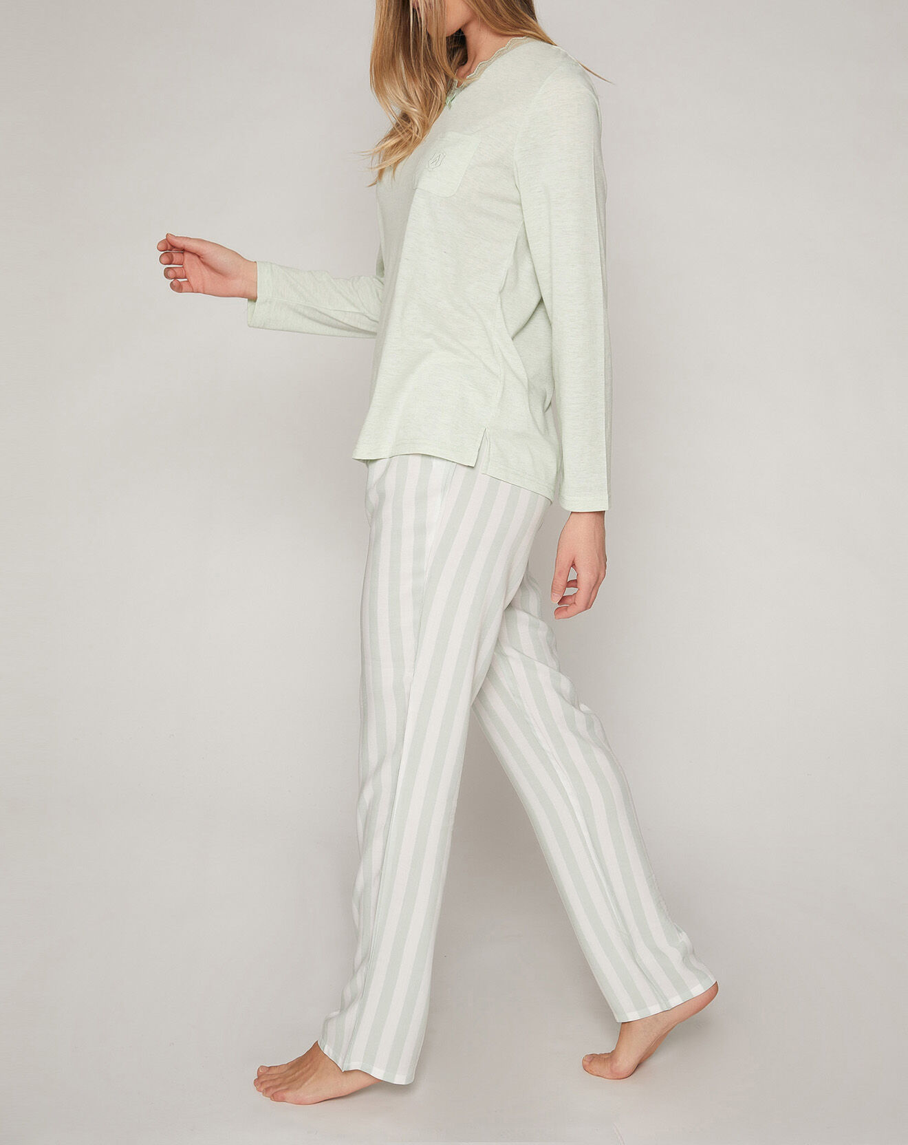 Admas Classic Pyjama Classic Tripes vert