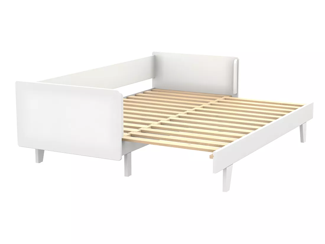 Pack lit gigogne avec matelas 80x200 cm bois massif blanc CAPRI