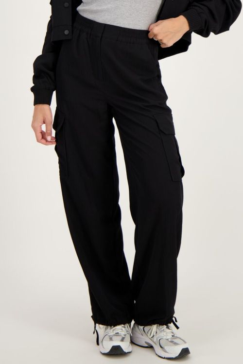 Zwarte cargo broek met elastieken tailleband