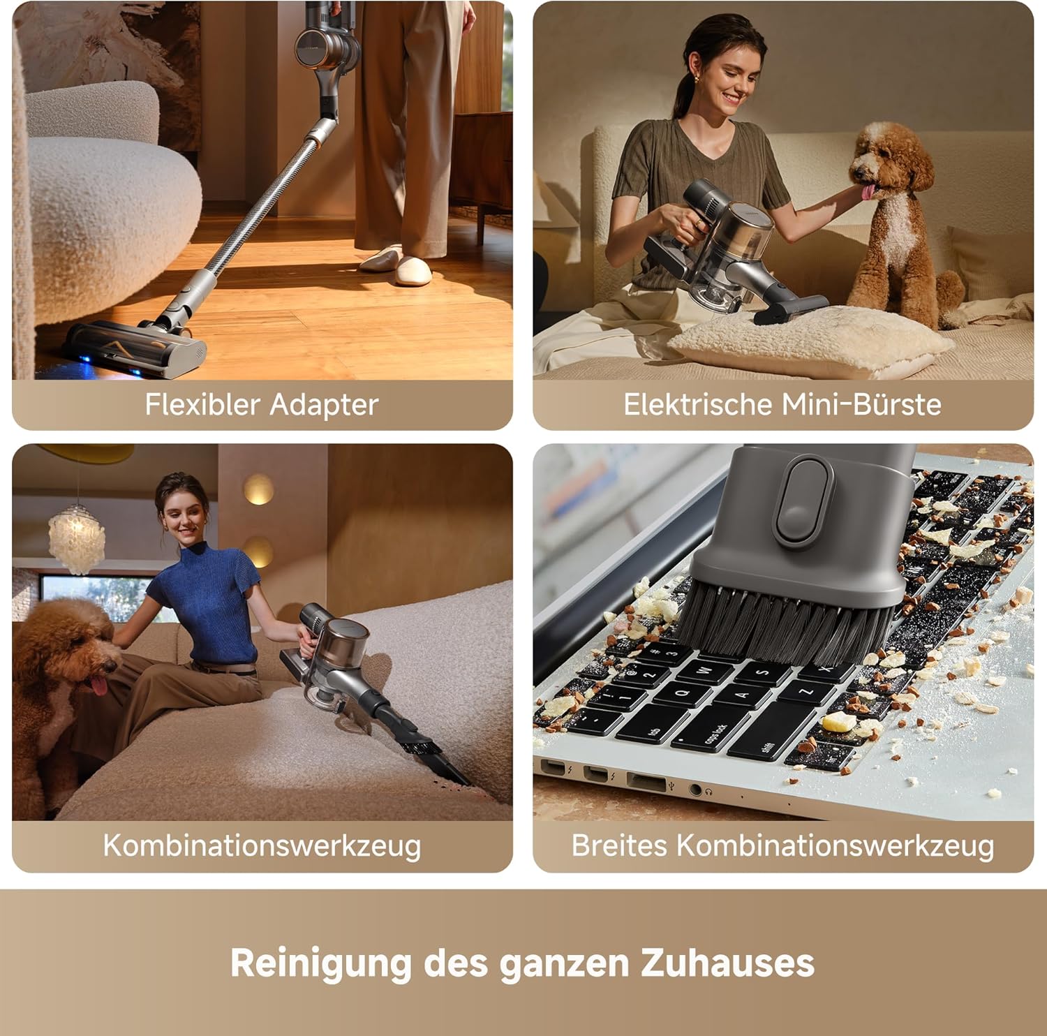 dreame R30 Kabelloser Staubsauger, Seitenbürste, für zahlreiche Flächen, Staubbeleuchtung, ohne Verheddern, 22,000PA / 190 AW Saugkraft, 90 Min. maximale Laufzeit, Filterung 99,9%