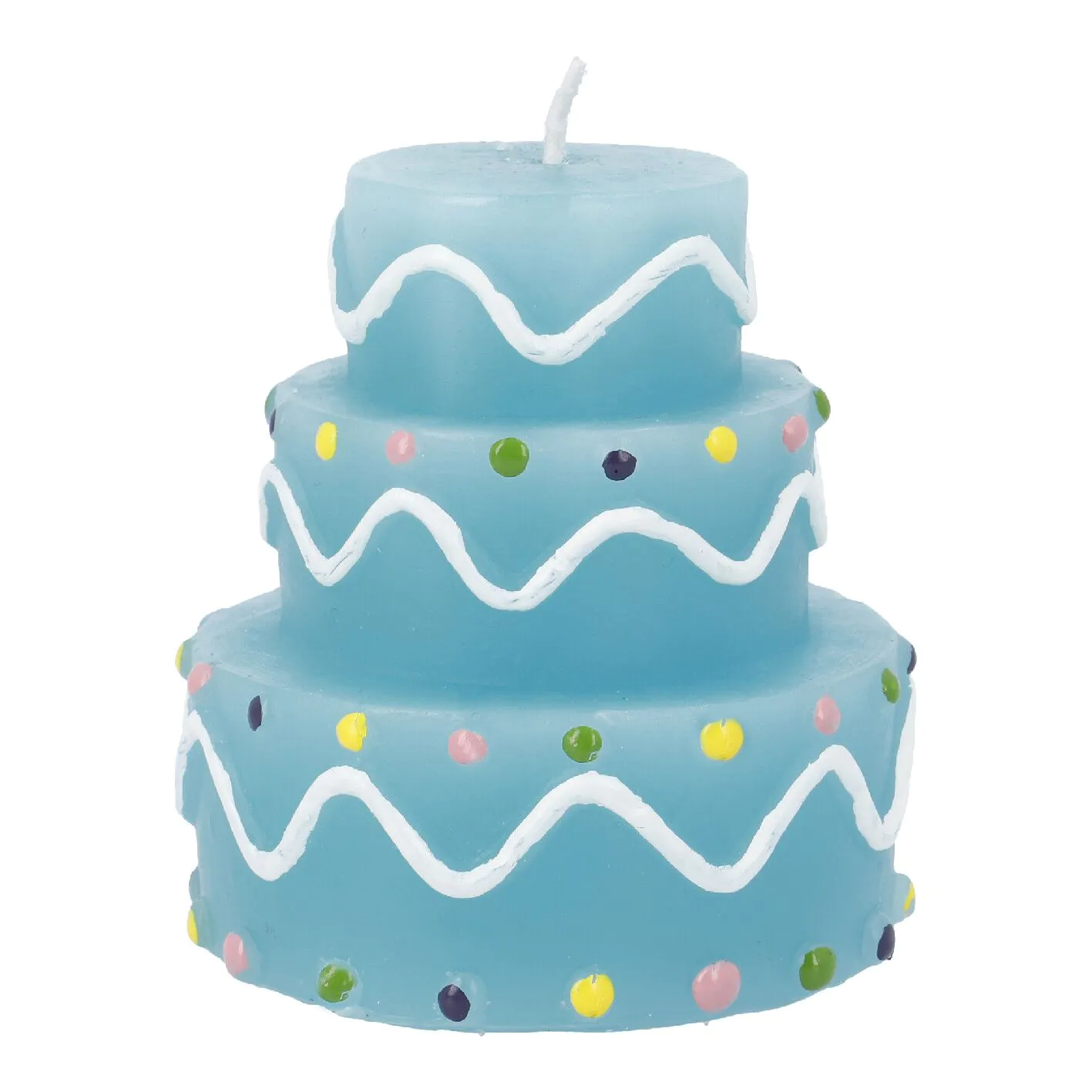 Kerze Geburtstag, Tortenform, hellblau, 6 x 7 cm