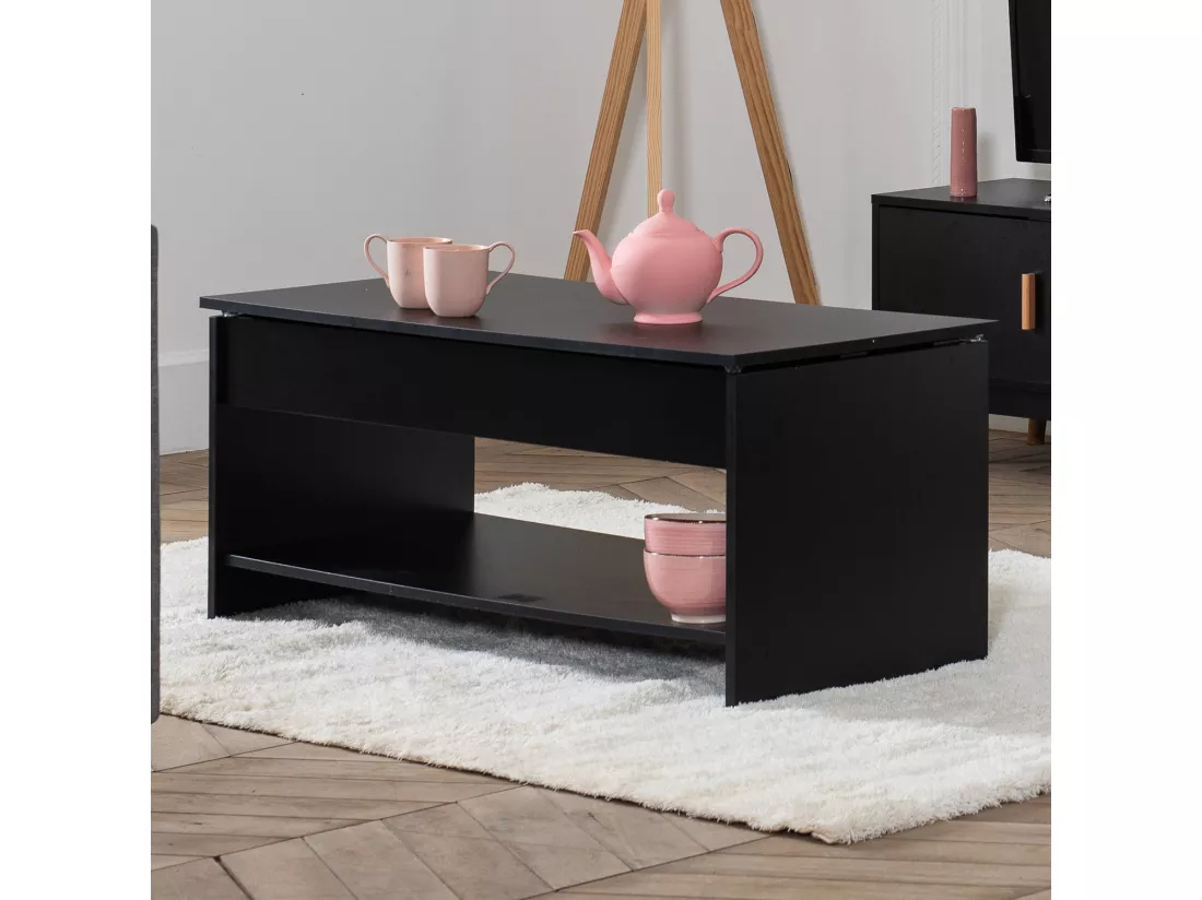 Table basse avec plateau relevable noire HEDDA - HAPPY GARDEN