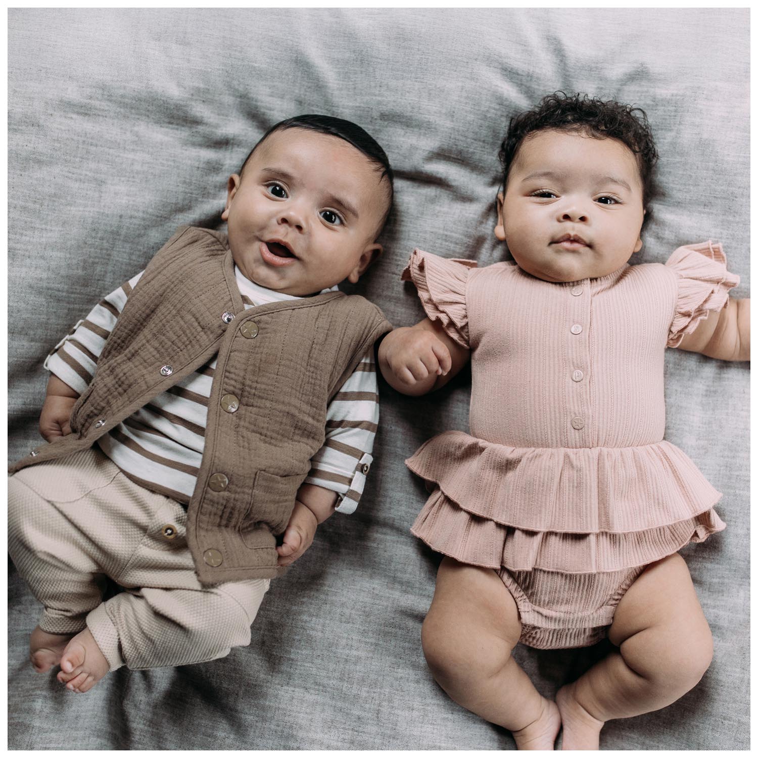 Sweet Petit baby body Pimme korte mouwen effen beige
