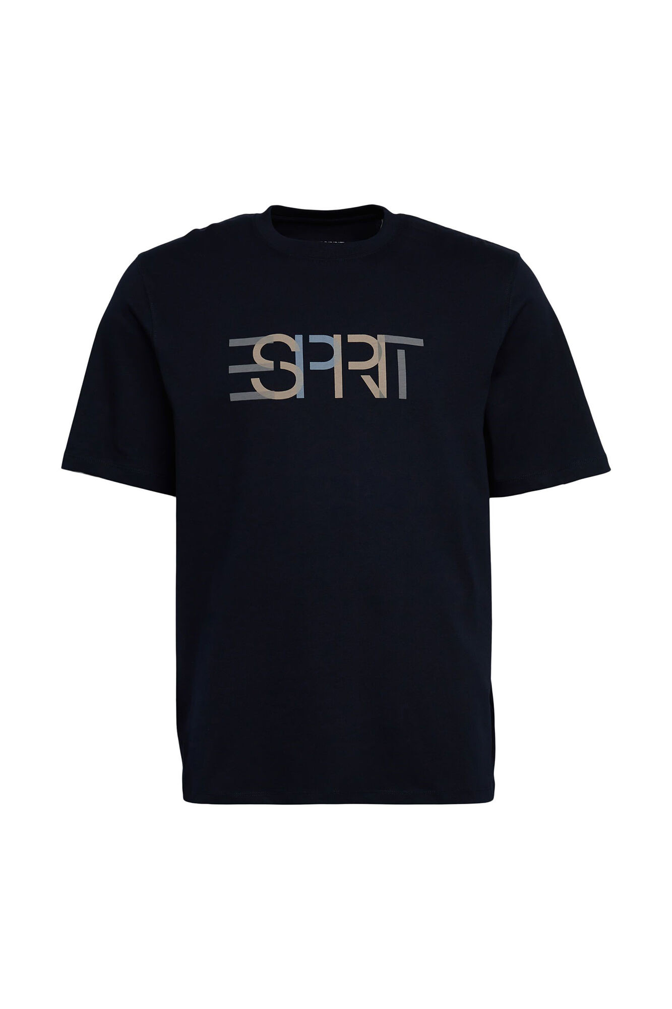 Camiseta com logo multicolorido, algodão sustentável - Estampa azul
