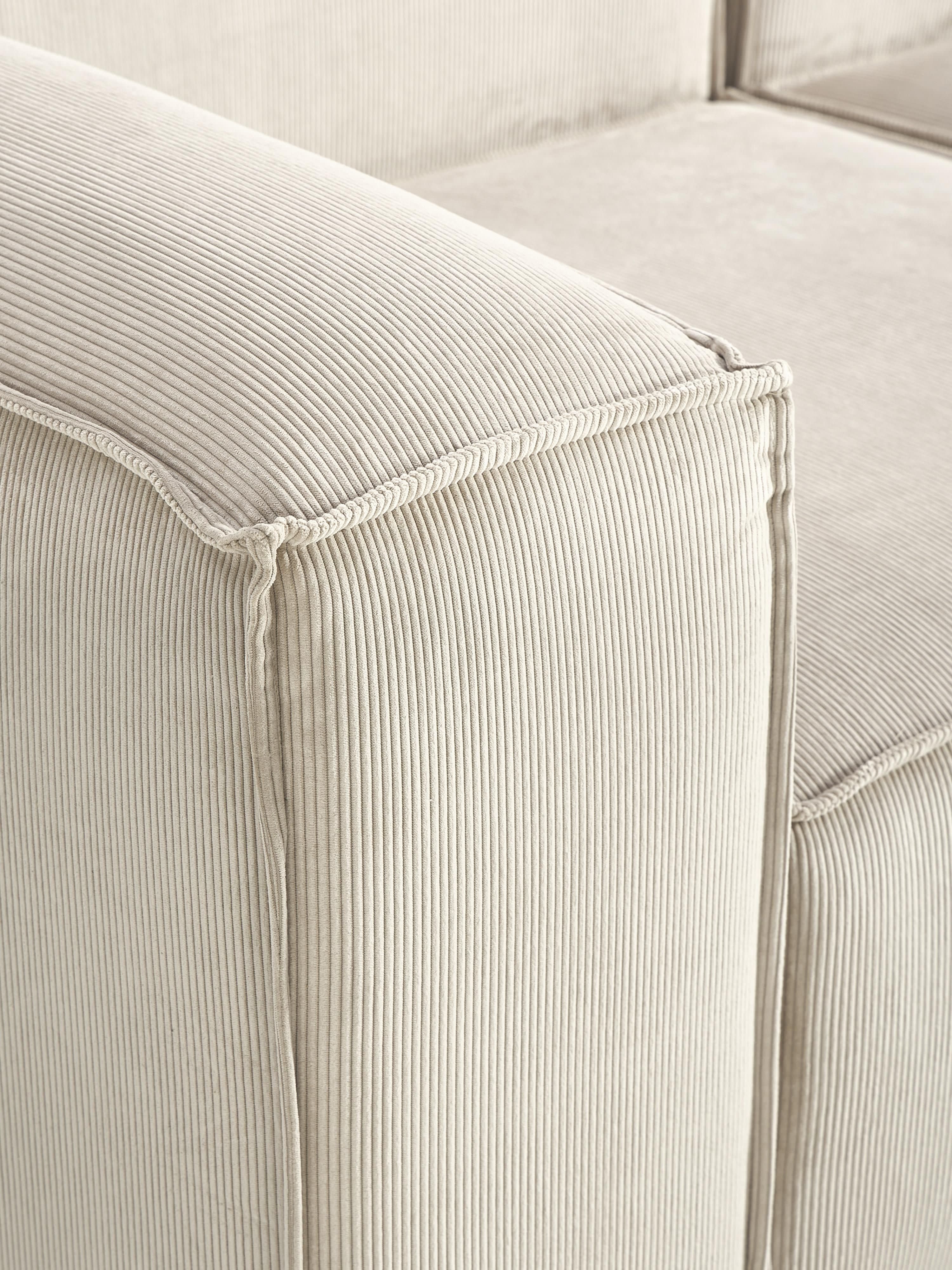 Modulaire bank Lennon (4-zits) van corduroy met poef (links/rechts)