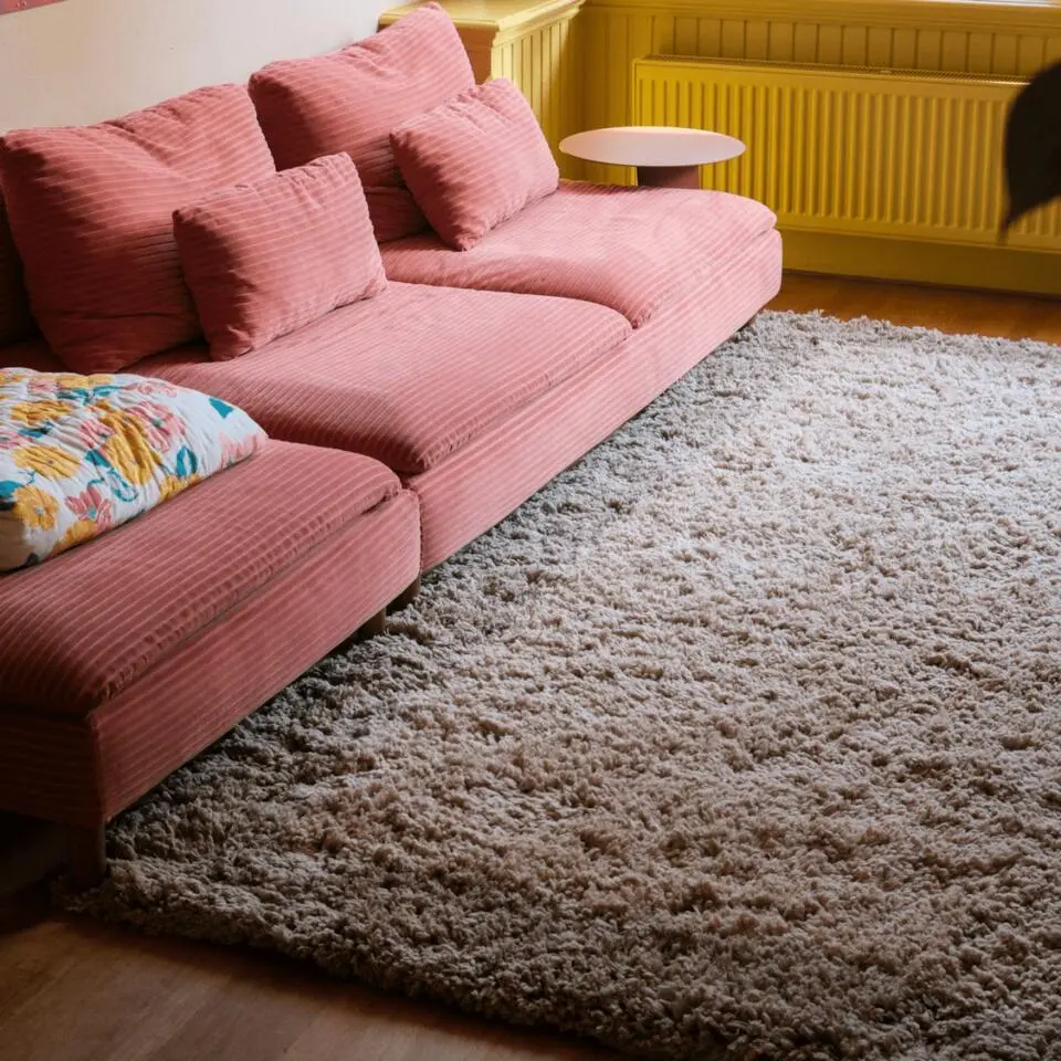 Interieur05 hoogpolig vloerkleed polyester Pilo groen/beige - 340 x 240 cm