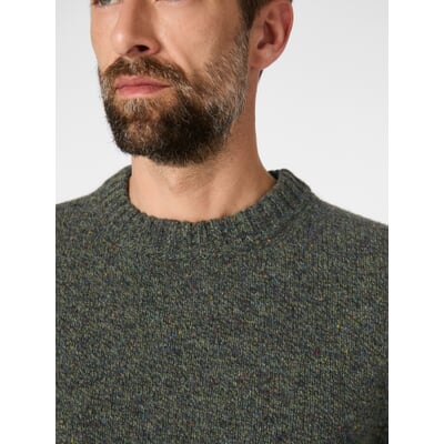 Herren-Shetlandpullover, Grünmelange