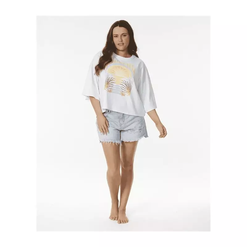 Teeshirt femme RIPCURL Glow Heritage Crop Tee White