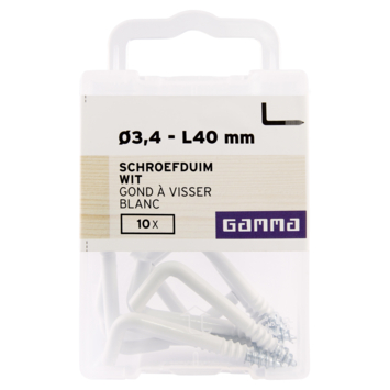 GAMMA Schroefduim 3,4mm - 40mm wit 10st.