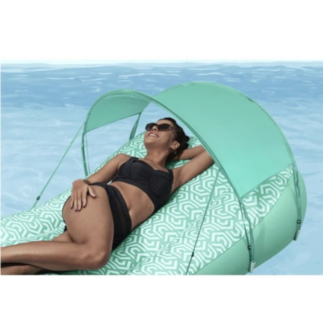 (175cm) Comfy Chill Shaded Lounge Grosse Aufblasbare Wasser Luftmatratze Liegesofa Badeinsel mit Sonnendach (43729) - Grün