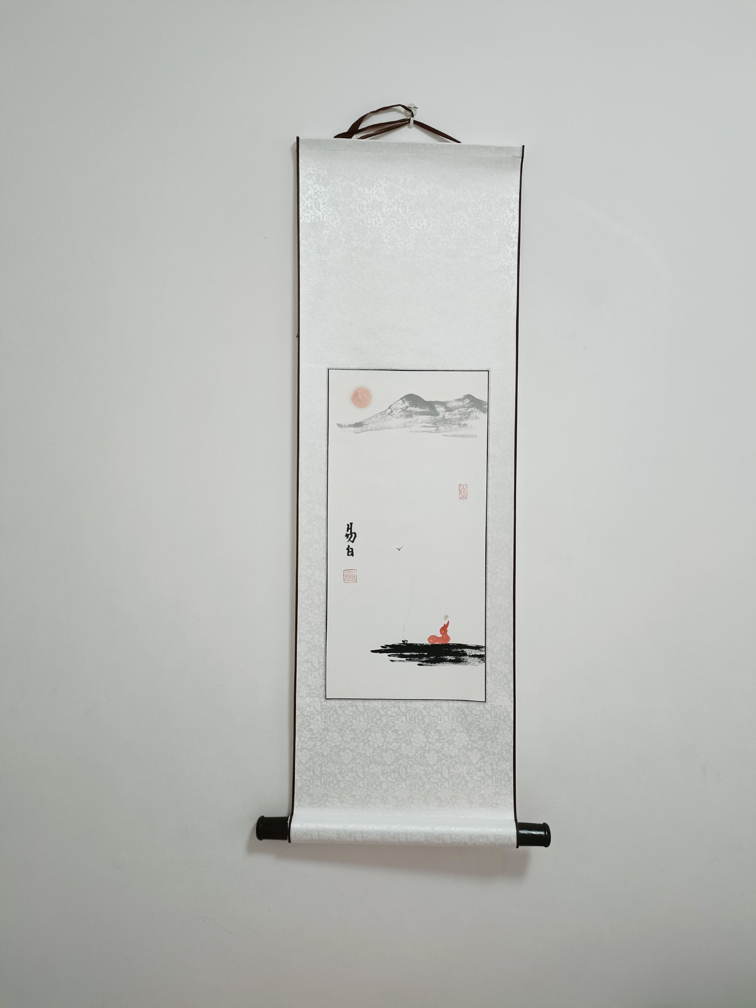 Rollbild 'Meditation', handgemalt, H 90 cm, B 30 cm von fischer's lagerhaus