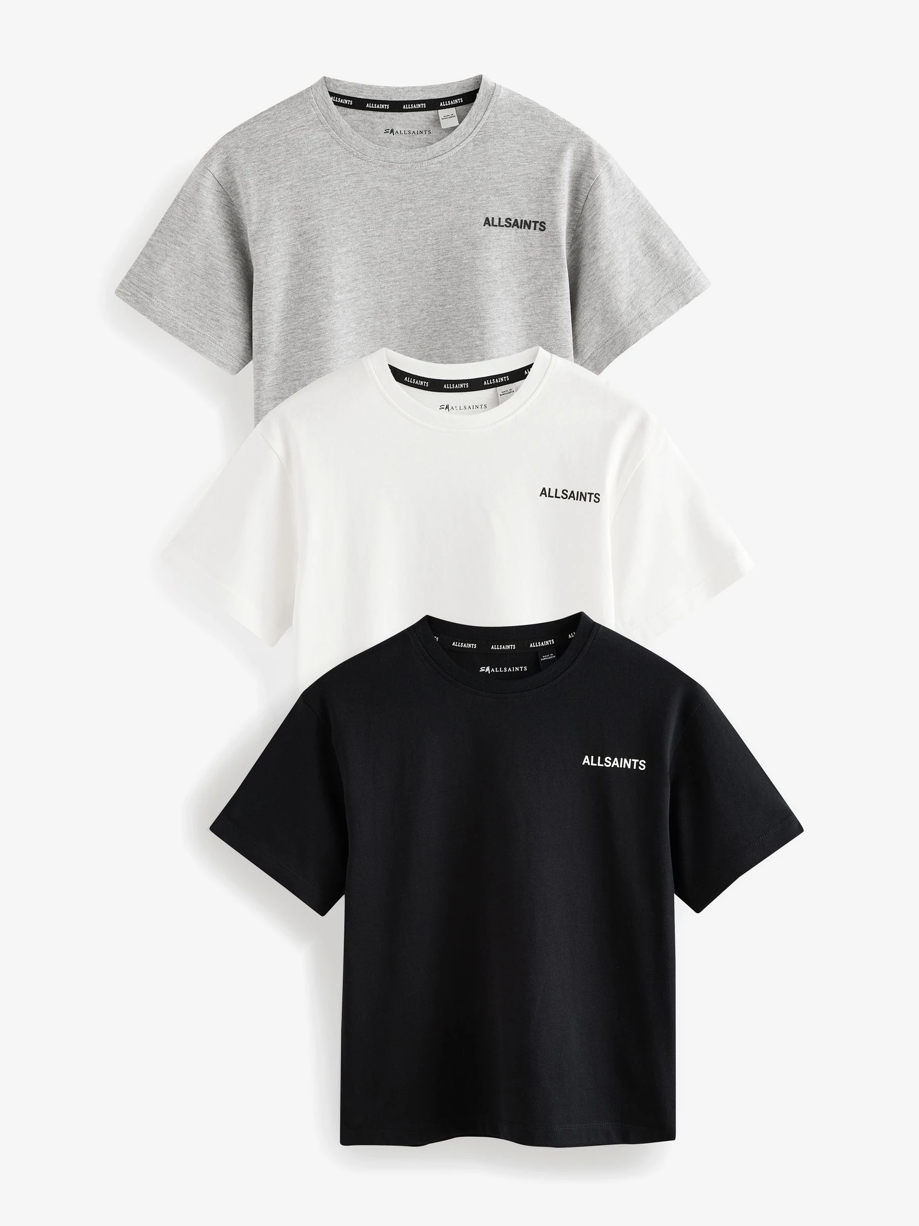 Zwart/wit - smALLSAINTS Boys Logo Crew Relaxed T-Shirts 3 Pack