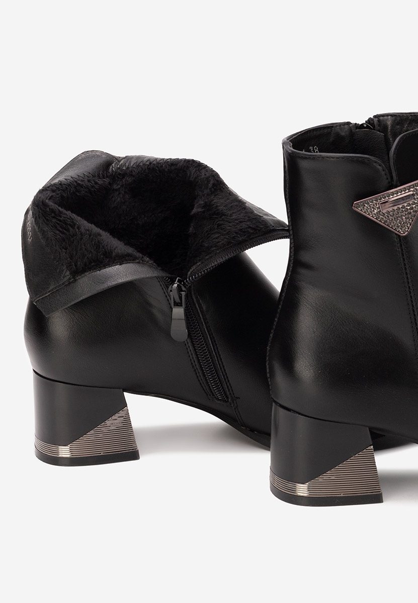 Bottines à gros talon noires Velisara