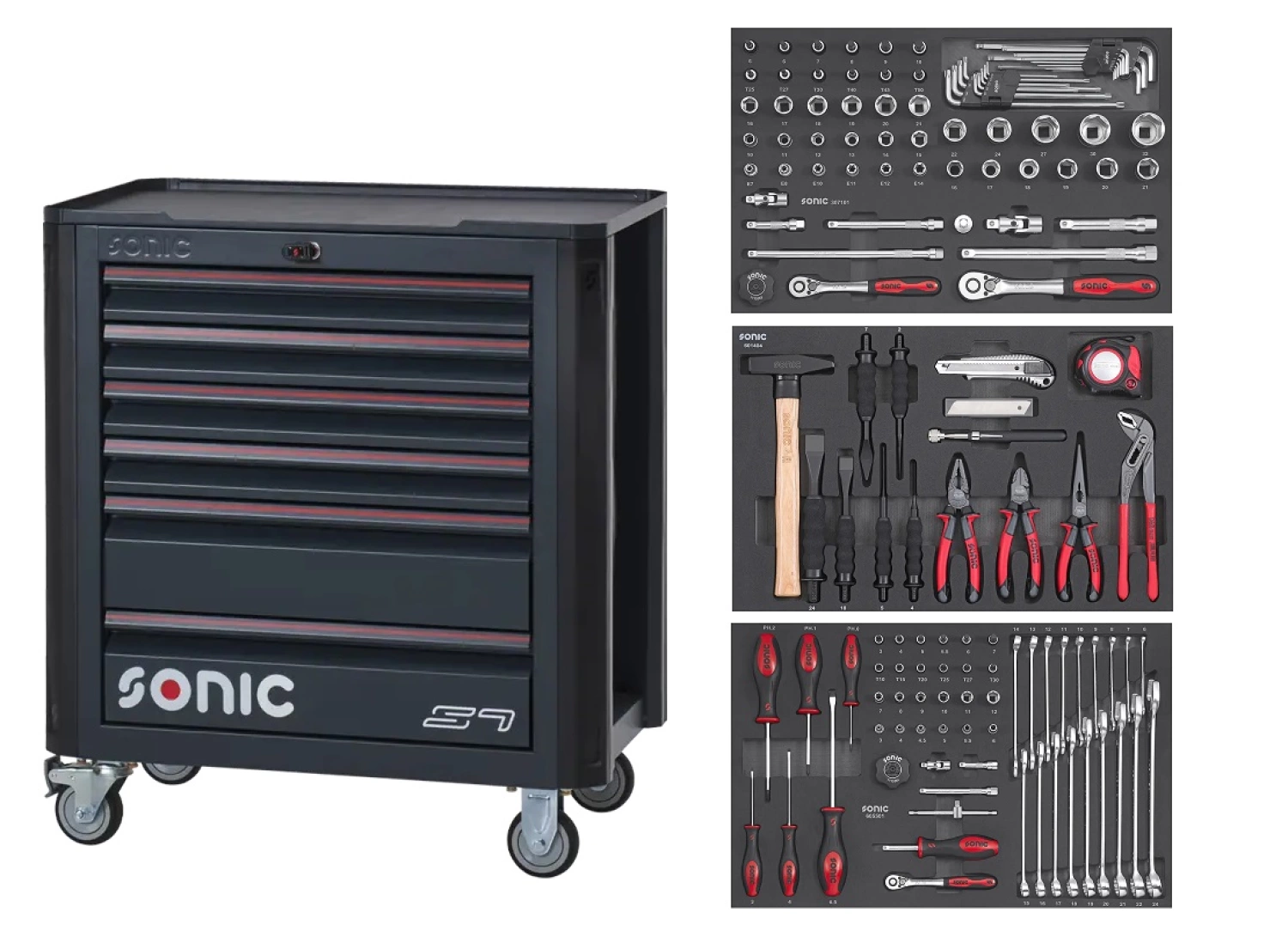 Sonic 714075 NEXT S7 Gevulde gereedschapswagen - 140 delig