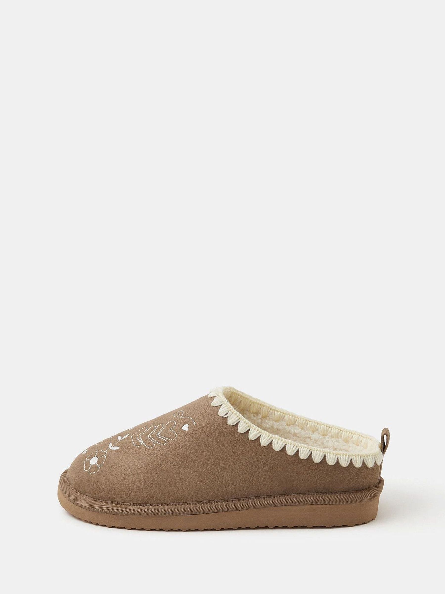 Accessorize Heart Embroidered Mule Slippers