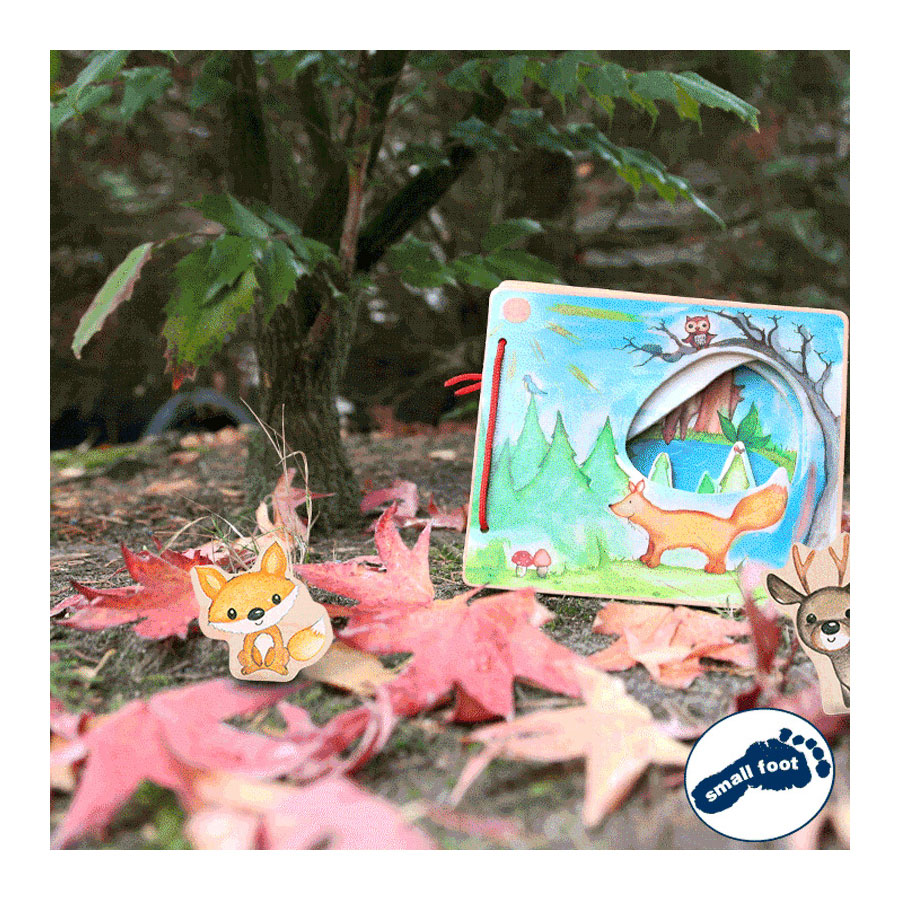 Small Foot - Houten Prentenboek Bos met 2 Speelfiguren