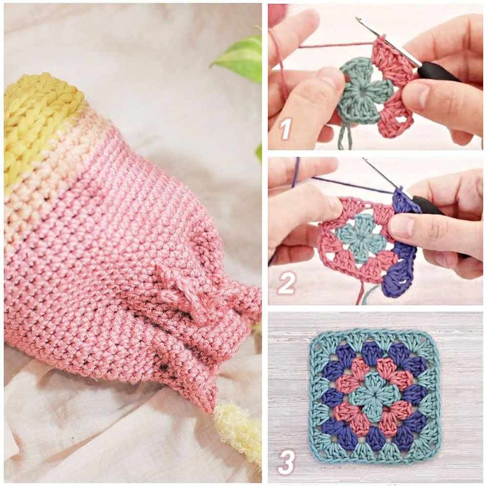 (36-tlg. Set) Häkel Handwerk Kit DIY Mercerie Nadeln mit Massband   Etui
