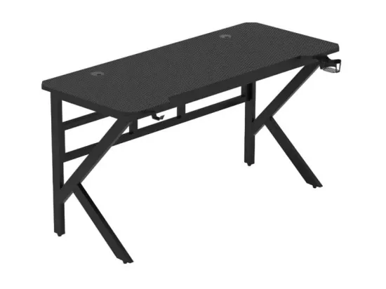 Bureau gamer ergonomique 120x60 cm carbone porte casque gobelet TOTU
