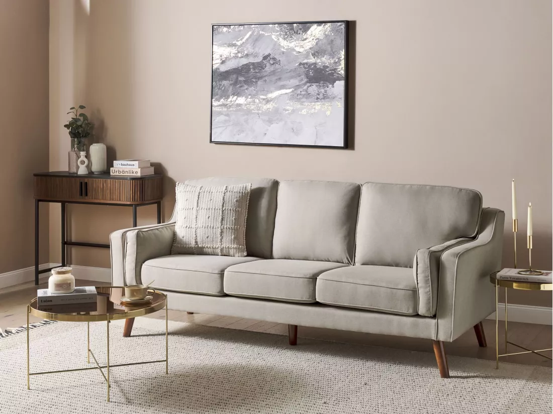 Canapé 3 places en tissu beige LOKKA