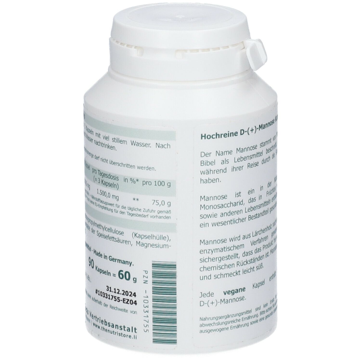 Mannose 500 mg vegetrarische Kapseln