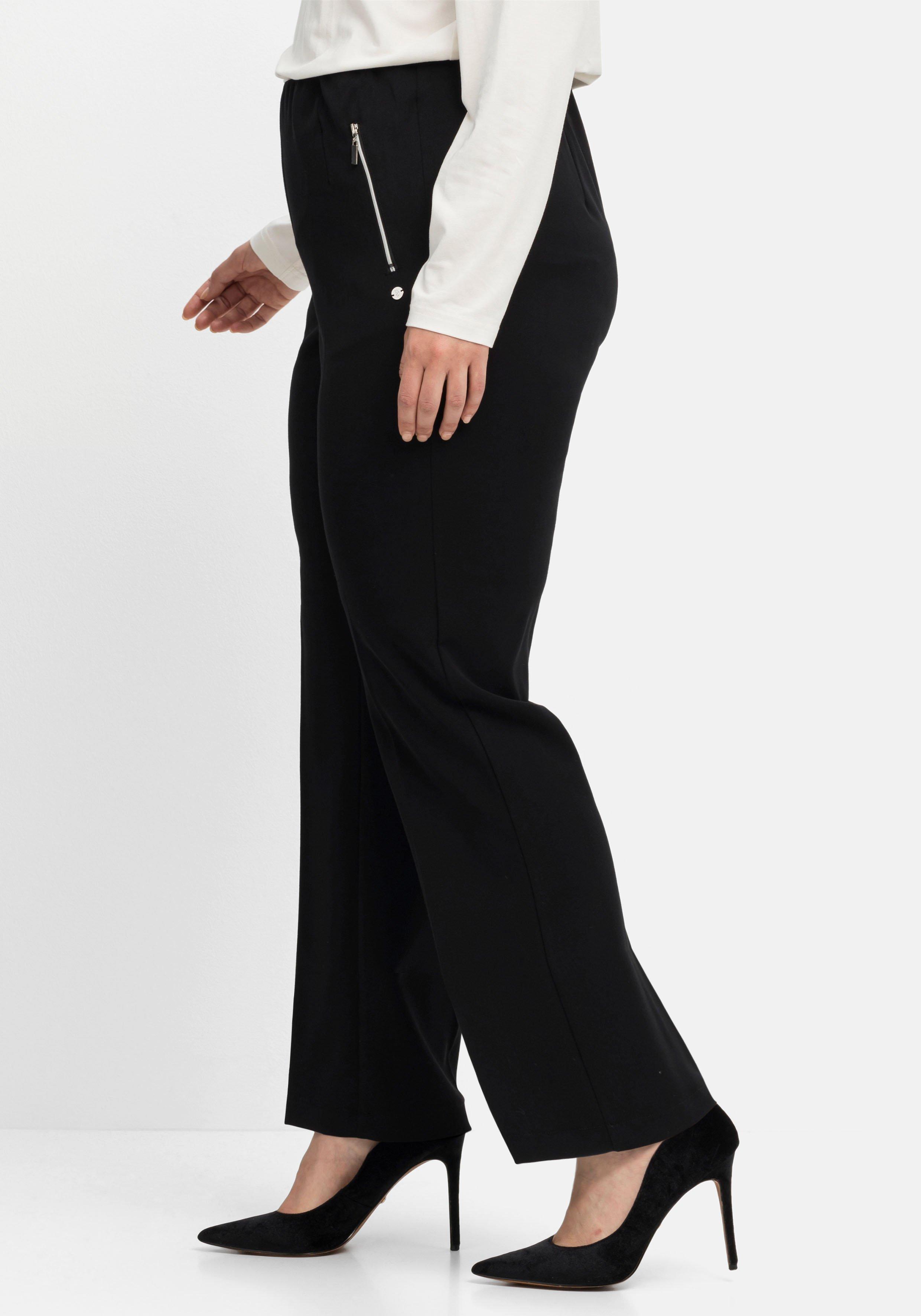 Schlupfhose mit Bügelfalten und Deko-Zipper
