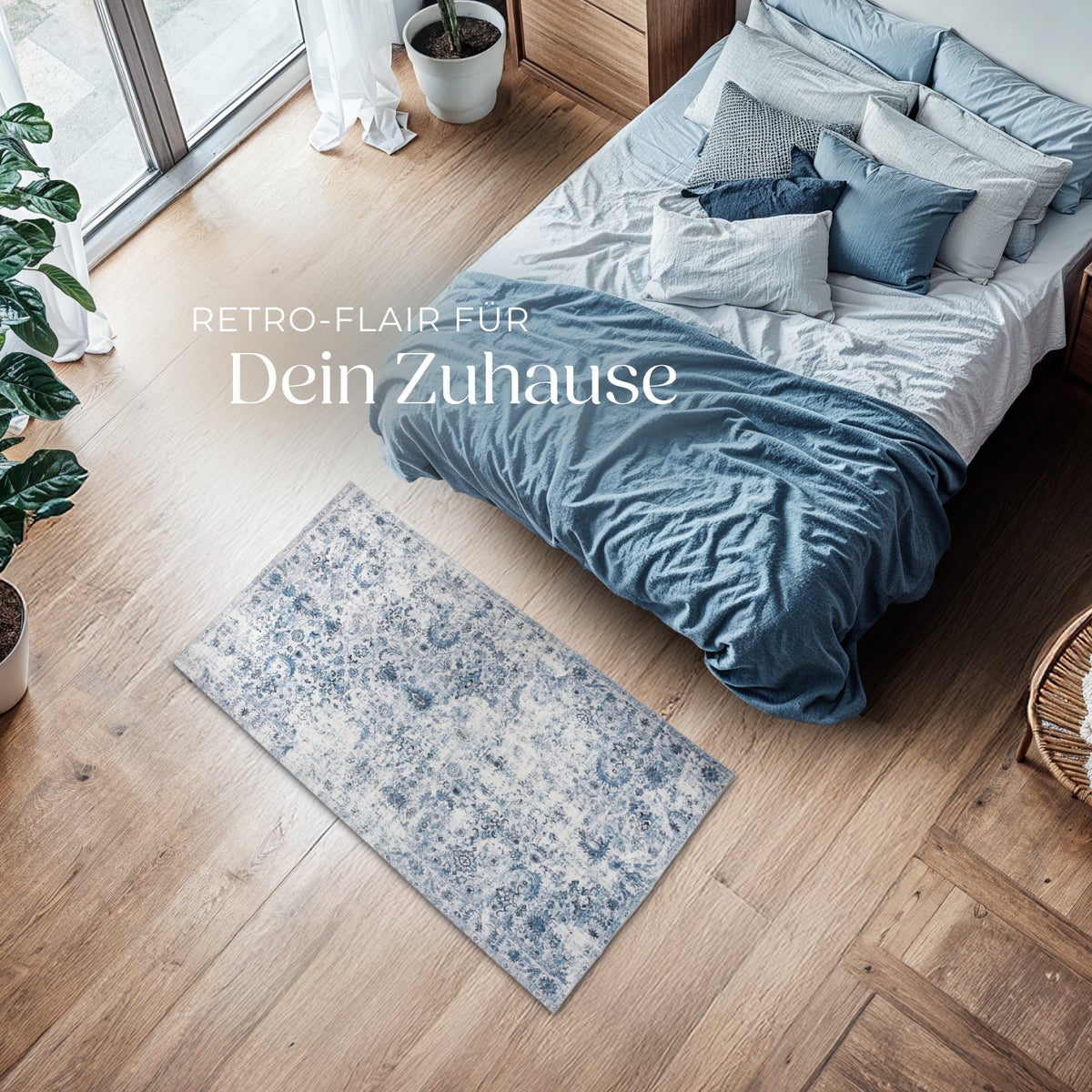 Vintage design vloerkleed tectake Amara, diverse maten, antislip achterkant